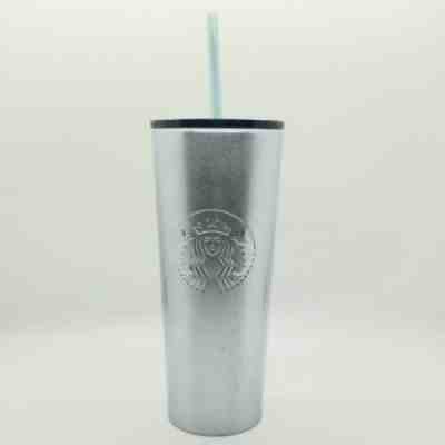 Starbucks Blue Silver Glitter Reusable Stainless Steel Cold Cup Tumbler Straw - Sold on eBay Feb, 1st 2020 for $38.90
