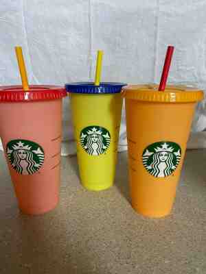 starbucks color changing reusable cold cups ( set of 3) - Sold on eBay Feb, 4th 2020 for $44.99