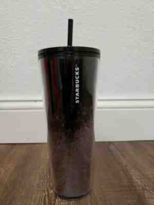 New Starbucks 2019 Holiday Edition BLACK SILVER cascading Glitter Tumbler 24 Oz - Sold on eBay Feb, 4th 2020 for $26.99