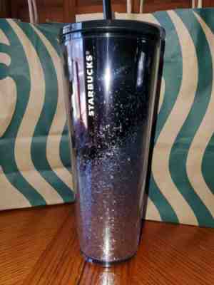 Starbucks 2019 Black Cascading Glitter Cold Cup Tumbler Holiday Christmas 24 oz - Sold on eBay Feb, 4th 2020 for $24.95