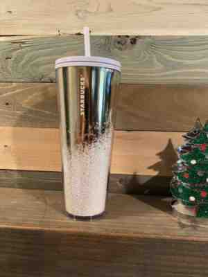 Starbucks Holiday 2019 RARE XMAS EDITION Venti Tumbler GOLD Cascading Snow ?? - Sold on eBay Feb, 4th 2020 for $21.99