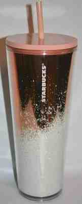 Starbucks White Gold Glitter Pink Straw/Lid Tumbler Cold Cup 24 OZ New - Sold on eBay Feb, 4th 2020 for $34.99