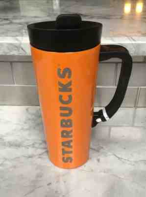 Starbucks Stainless Steel Tumbler with Clip Handle -  Orange - Travel - 16oz - Sold on eBay Feb, 4th 2020 for $24.00