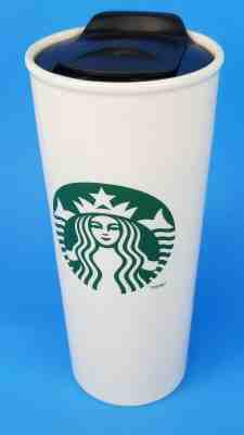 STARBUCKS Double Wall Ceramic Travel Mug 16 Oz White Tumbler 2014 Siren Mermaid - Sold on eBay Feb, 4th 2020 for $39.99