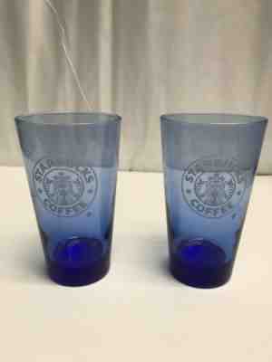 Starbucks Cobalt Blue Glass Tumbler Raised Etched Logo  2 Glasses - Sold on eBay Feb, 4th 2020 for $29.99