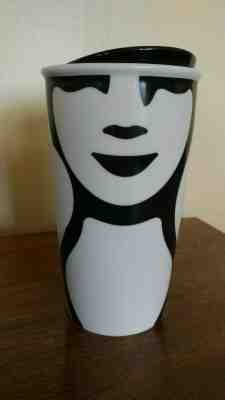 Starbucks Black White Siren Graphic Face Ceramic Tumbler Travel Mug New - Sold on eBay Feb, 3rd 2020 for $48.99