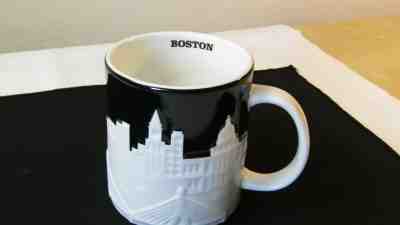 STARBUCKS BOSTON MUG 2012 RELIEF SERIES BLACK & WHITE CITY SKYLINE NEW CONDITION - Sold on eBay Feb, 3rd 2020 for $23.50