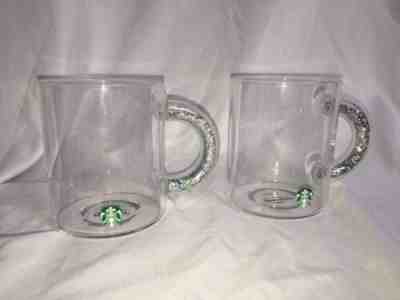 FREE SHIPPING new STARBUCKS Holiday 2019 Glass Mug Glitter Confetti Handle pair - Sold on eBay Feb, 3rd 2020 for $69.99