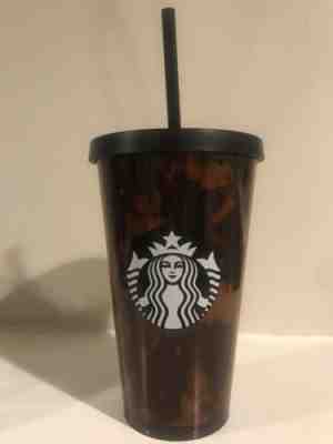 Starbucks Tortoise Shell Tumbler Black Brown Cold Cup Straw RARE 16oz 2019 NEW - Sold on eBay Feb, 3rd 2020 for $20.00