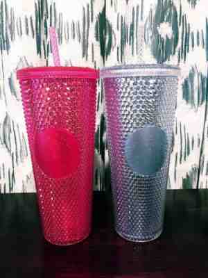 NEW STARBUCKS 2019, Pink And Platinum Studded Tumblers HOLIDAY COLLECTION, 24oz - Sold on eBay Feb, 5th 2020 for $39.99