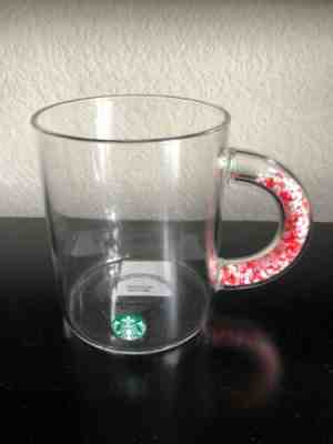 New 2020 Starbucks Confetti Hearts Handle Clear 12 oz Glass Mug Cup Valentines - Sold on eBay Feb, 5th 2020 for $26.99