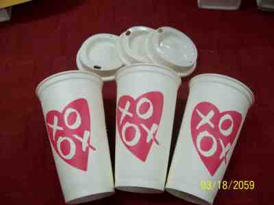 Starbucks Pink Valentine Reusable Cup 16 OZ  Love XOXO Rare 2012 Set of 3 - Sold on eBay Feb, 5th 2020 for $20.99