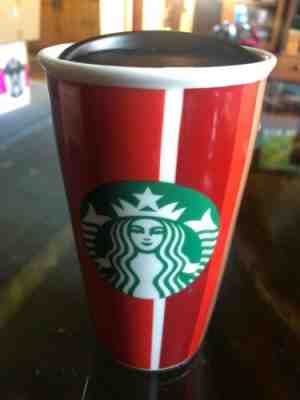 Starbucks  ceramic coffee mug travel mug with Spill Guard lid 12 fl oz mug - Sold on eBay Feb, 4th 2020 for $21.00