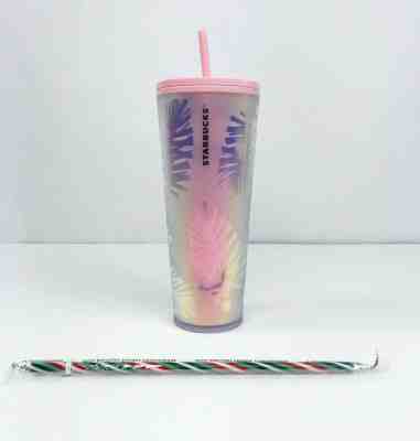 Starbucks 2019 Holiday Holographic Iridescent Holly Leaf 24oz Venti Tumbler Pink - Sold on eBay Feb, 4th 2020 for $45.00