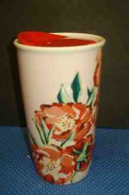 2015 Starbucks Floral Red Flower Tall 10 oz Ceramic Tumbler Travel Cup with Lid - Sold on eBay Feb, 4th 2020 for $31.99