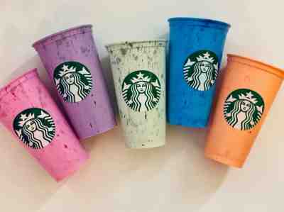 Starbucks Tumbler Summer 2019 6 Pack Marble Reusable 16oz Hot Cups w/Lids  - Sold on eBay Feb, 4th 2020 for $29.99