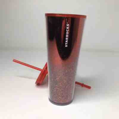 NEW Winter Starbucks 2019 Venti 24oz Red Glitter Cold Cup Tumbler Valentines Too - Sold on eBay Feb, 7th 2020 for $30.95