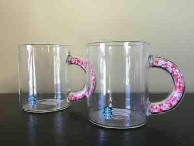 SET OF 2 Starbucks Valentine's Confetti Hearts in Handle of Glass Mugs RARE - Sold on eBay Feb, 7th 2020 for $50.99