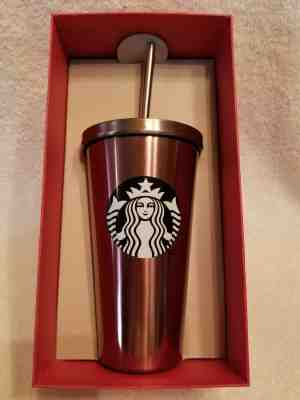 Starbucks PINK Stainless Cold Cup 16oz 2014 W/ Metal Straw RARE!!! NWT RED BOX - Sold on eBay Feb, 6th 2020 for $44.00