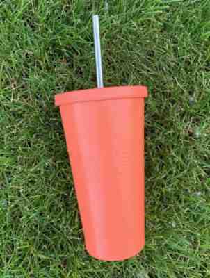 Starbucks Neon Guava Orange Matte Stainless Steel Cold Cup & Straw 16 fl oz 2015 - Sold on eBay Feb, 6th 2020 for $30.00