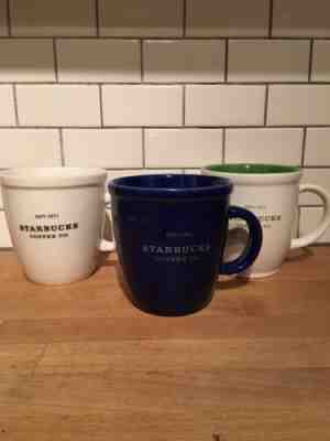 2001 2007 Lot Of 3 Starbucks Barista Coffee Mugs Royal Blue Abbey White Green - Sold on eBay Feb, 6th 2020 for $49.99