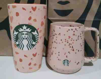 Starbucks Limited Edition 2020 Valentine's Day 14oz Mug and 12oz Tumbler Hearts - Sold on eBay Feb, 6th 2020 for $55.00
