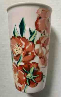 2015 STARBUCKS PEONY DOUBLE WALL PORCELAIN COFFEE TEA TUMBLER with LID, NEW NWOT - Sold on eBay Feb, 6th 2020 for $32.99
