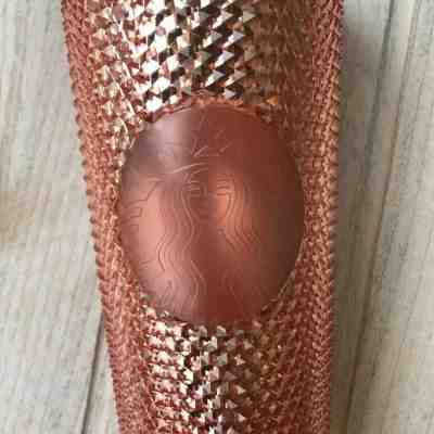 Starbucks Tumbler Iridescent Rose Gold Pink Studded Rainbow Cold Cup 24 Oz 2019 - Sold on eBay Feb, 6th 2020 for $50.00