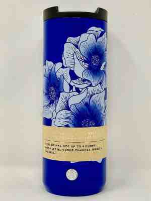 NEW Starbucks Summer 2019 Stainless Steel Insulated Blue Floral Tumbler Cup 16oz - Sold on eBay Feb, 5th 2020 for $40.00