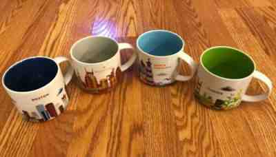 Lot of 4 Collectible You Are Here Starbucks Coffee Mugs Boston Nashville NC IL - Sold on eBay Feb, 5th 2020 for $44.95