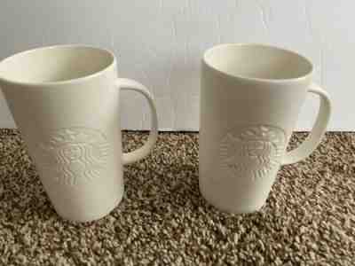 Starbucks Ceramic 16 Oz Coffee Mugs 2014 Engraved Siren Shows Wear Lot Of 2 - Sold on eBay Feb, 5th 2020 for $35.97