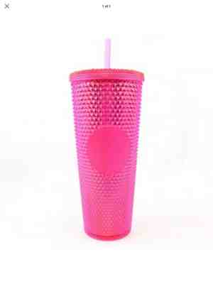 Starbucks Neon Hot Pink Iridescent Studded Tumbler Winter Holiday 2019 Cup 24oz - Sold on eBay Feb, 8th 2020 for $32.95