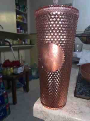 Starbucks Pink Tumbler 2019 Rose Gold Radiant Iridescent Jeweled 24oz Cold Cup - Sold on eBay Feb, 8th 2020 for $43.00