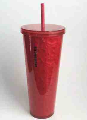 NEW STARBUCKS Red Hearts Cup Tumbler 2019 Valentines Day 24 oz - Sold on eBay Feb, 8th 2020 for $34.20