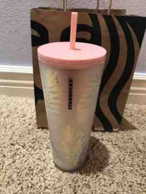 Starbucks 2019 Holiday Iridescent Rose Gold PINK Pine Cone Tumbler 24oz Cold Cup - Sold on eBay Feb, 7th 2020 for $34.00