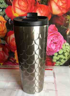 (2017) STARBUCKS *Silver Mermaid Scales* Stainless Coffee Tumbler 16 oz - Sold on eBay Feb, 10th 2020 for $40.00