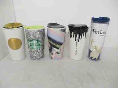 Lot of 4 Ceramic & 1 Plastic Starbucks Tumblers  - Sold on eBay Feb, 10th 2020 for $35.00
