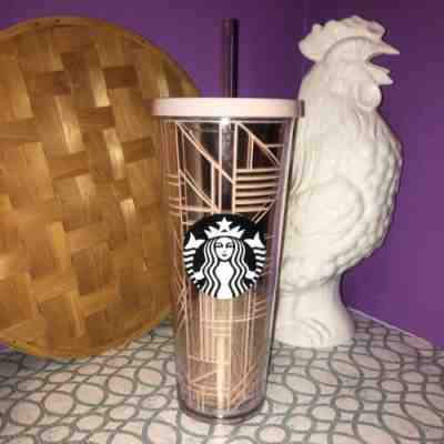 Starbucks Geometric Rose Gold Tumbler 24oz. - Sold on eBay Feb, 10th 2020 for $38.75