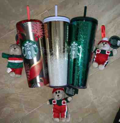 Starbucks Holiday 2019 Tumblers (Lot Of 3) No Dupe NEW! Free LE Bearista Bears - Sold on eBay Feb, 10th 2020 for $40.00