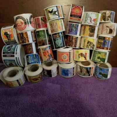 STARBUCKS COFFEE rolls stickers .....five each from 30 different rolls... - Sold on eBay Feb, 10th 2020 for $30.00
