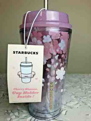 Starbucks Korea Cherry Blossom Cold Floating Holder Cup 2019 Tumbler 16 oz - Sold on eBay Feb, 9th 2020 for $37.95
