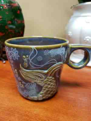 Starbucks Siren Mermaid 2014 Anniversary Collection Coffee Mug Cup Blue Tail Fin - Sold on eBay Feb, 9th 2020 for $39.00