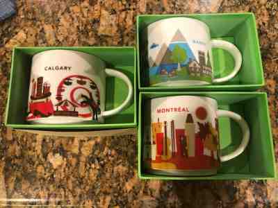 Starbucks Mugs YAH You Are Here Series Calgary Banff and Montreal NEW - Sold on eBay Feb, 9th 2020 for $68.00
