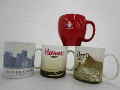Lot 4 Starbucks Mug 18oz San Fransisco 16oz Hawaii Peru 2003 Barista Series - Sold on eBay Feb, 9th 2020 for $51.01