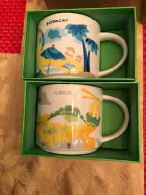 NIB With SKU STARBUCKS BORACAY & ILOILO PHILIPPINES  You Are Here (YAH)  14 Oz - Sold on eBay Feb, 9th 2020 for $82.00