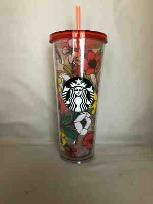 NEW Starbucks 2019 Multi-color Floral Print Acrylic Cold Cup Tumbler Venti 24oz - Sold on eBay Feb, 9th 2020 for $33.00