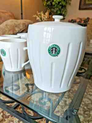Set of 4 Starbucks Barista Pleated mugs (large) and Canister - Sold on eBay Feb, 9th 2020 for $79.00
