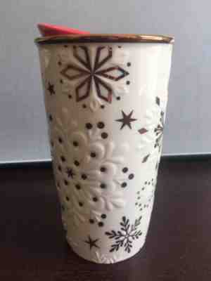 2017 Starbucks Christmas Holiday Gold Snowflake Double-Wall Ceramic Mug -No Card - Sold on eBay Feb, 9th 2020 for $61.99