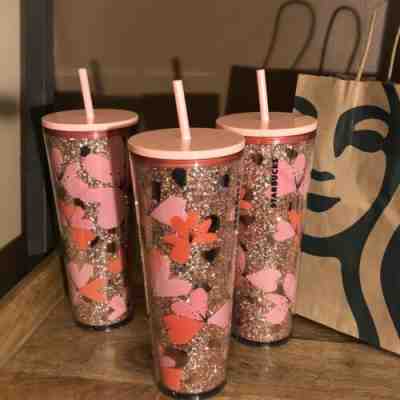 ???? STARBUCKS VALENTINES TUMBLER BRAND NEW 2020 GLITTER HEARTS COLD CUP SIPPER - Sold on eBay Feb, 8th 2020 for $36.00