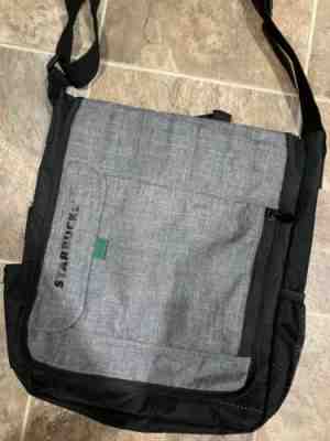 Starbucks Coffee Gray And Black Laptop Messenger Bag Adjustable Strap RARE